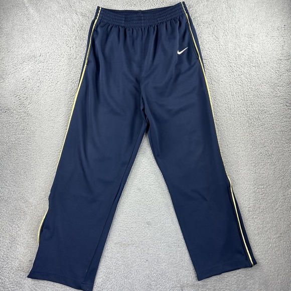 Vintage Nike Basketball Pants Mens Large Blue Gold Warm Up Sweatpant Pockets Y2K - Picture 1 of 10